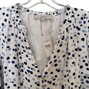 Women's Loft Dotted Midi Dress White V-neck Small - Picture 1 of 7