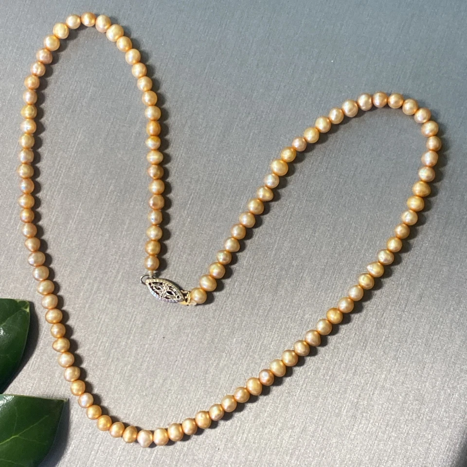 Collar vintage de perlas doradas joyería fina Estate usado 16" Foto 1 de 4