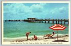 St. Petersburg, Florida FL - Fishing Pier Fort De Soto Park - Vintage Postcard
