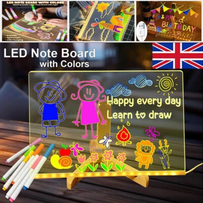 LED Note Board with Colors, Acrylic Dry Erase Board with 7 Pens for Home Office - Image 1 of 4