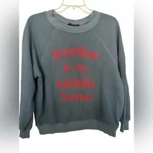 Wildfox Danger Is My Middle Name gray red sweatshirt - Picture 1 of 6