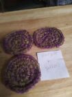 Hand Crocheted Nylon Net Pot Scrubbers - Set Of 3 Purple / Yellow