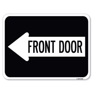 Front Door (with Left Arrow) | 18" X 24" Heavy-Gauge Aluminum Rust Proof Park... - Picture 1 of 4