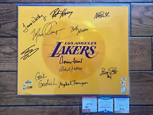 Lakers Legends Multi Signed 16x20 Photo Kareem magic Worthy West Shaq - 11 Autos - Picture 1 of 12