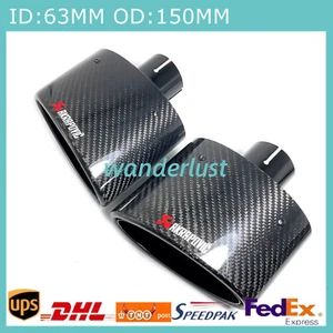2pcs Akrapovic Oval Exhaust Pipes Stainless Black Muffler Pipe ID:63MM OD:150MM - Picture 1 of 7