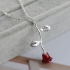 RED ROSE 3D charm pendant 20" Sterling Silver 925 necklace women MOTHER MOM GIFT