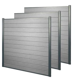 WPC-Sichtschutz Savoie, Windschutz Zaun, Alu-Pfosten 3er Set 5,6m grau - Bild 1 von 6