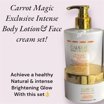 Carot Magic Exclusive Whitening Face Cream X1& Body Milk  X1, 2pc Set,SHIP FAST - Image 1 of 4
