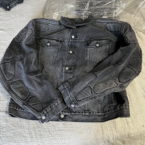 ?? Yeezy Gap Balenciaga Giacca Denim Imbottita XL Made in USA Grigio Lavaggio X Large