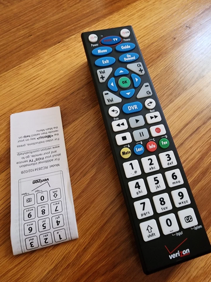 OEM Verizon Fios Big Button VZ P283v1 RC Remote Control - Image 1 of 4