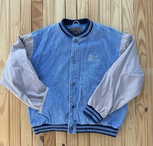 Vintage Port Authority Men’s Denim Varsity Bomber Jacket 2XL Atlanta Journal Con - Picture 1 of 14