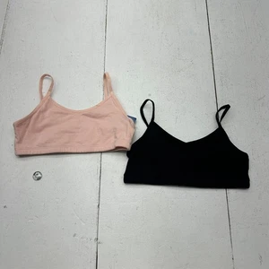 Old Navy Pink Black 2 Pack Unpadded Training Cami Bras Girl's Size L (10-12) NEW - Picture 1 of 7