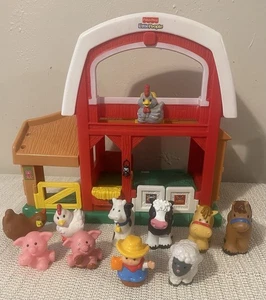 Fisher Price LITTLE PEOPLE Animal Sounds BARN with 10 Figures 13" by 13" Toy - Picture 1 of 8