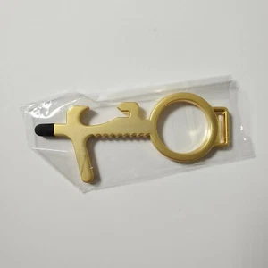 Kontaktloser Türöffner goldfarben Knopfdrücker Flaschenöffner Schlüsselanhänger kostenloser Versand - Bild 1 von 5