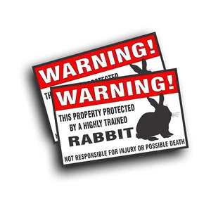 2X Warning Decal Sticker Trained Rabbit for Bunny Hare Cage Window Great Gift - Picture 1 of 1