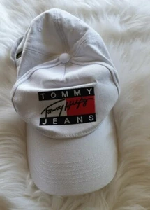 Tommy Hilfiger Jeans Flag Logo White Classic Baseball Sport Cap Hat Mens Womens - Picture 1 of 4