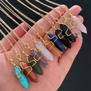 Collar chakra cuarzo cristal natural curativo colgante piedra hexagonal 1 pieza regalos - Imagen 1 de 37