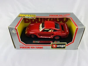 Burago Porsche 959 Turbo 1986 Red Die-Cast Model Car 1/24 Scale, has paint bubbl - Picture 1 of 12