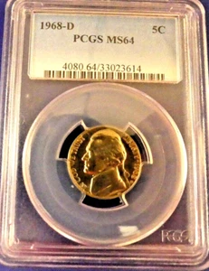 1968-D 5C Jefferson Nickel PCGS #4080 Grade MS64--207-2i - Picture 1 of 3