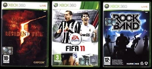 XBOX 360 3 GIOCHI USATI ROCK BAND + FIFA 11 + RESIDENT EVIL 5  - Foto 1 di 4