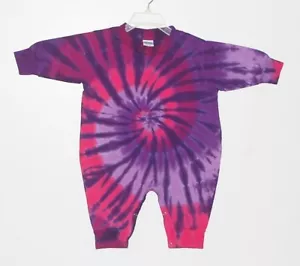 Baby Kids TIE DYE Rosa Púrpura Espiral tye die L/S Romper tallas 6 12 18 24 meses - Imagen 1 de 1
