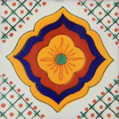 Mexican Tile Folk Art Handmade Talavera Backsplash Handpainted Mosaic # C191 - Image 1 of 2