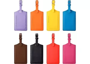 8 Pieces PU Leather Luggage Bag Case Tags PU Leather Name ID Labels - Picture 1 of 2