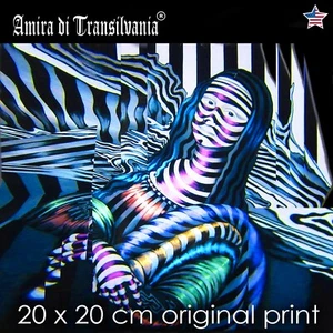 mona lisa gioconda portrait pop art indipendent by artist optical painting print - Picture 1 of 24
