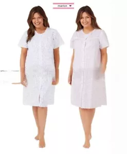 UK Womens Ladies Short Sleeve Poly/Cotton Nightdress MN12 Button Through Nightie - Picture 1 of 1