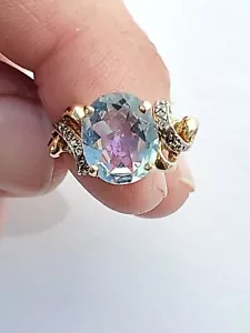Anillo de piedras preciosas de zafiro natural grande de colección 10 k talla 7,25 excelente estado - Imagen 1 de 12