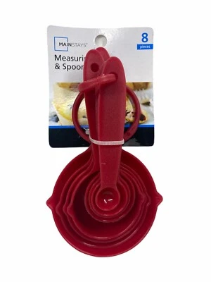 MAINSTAYS RED NYLON MEASURING CUP & SPOON SET, 8 PIECE F24 - Image 1 of 2