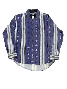 VTG FRONTIER SERIES Aztec STRIPED BRUSHPOPPER WESTERN SHIRT MEN'S XL  16-16.5 - Picture 1 of 4