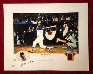 Hank Aaron Signed "Hammerin Hank" Cooperstown Collection LE Litho w/PSA COA - Picture 1 of 12