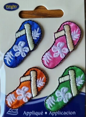 New Wrights Applique Iron on Patchs 4 flip-flops Sewing Crafting Quilting Notion - Image 1 of 4