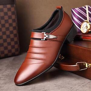 Men's Oxfords Leather Shoes Casual Pointed Toe Wedding Formal Office Work Shoes