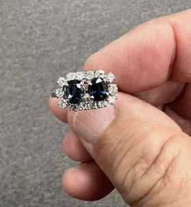 14kt White Gold Lady Sapphire & Diamond Cocktail Ring - Picture 1 of 7