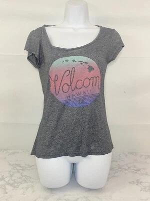 Volcom Genuine Short Sleeve T Shirt Womens XS Gray Hawaii Stretch Top Skater G - Image 1 of 4