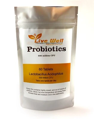 Probiotic Lactobacillus Acidophilus 500 Million Live Cultures UK - 60 Tablets - Image 1 of 4