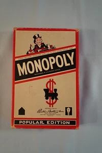 Monopoly board game 1954 Popular Edition red box wood pieces no board GUC - Picture 1 of 9