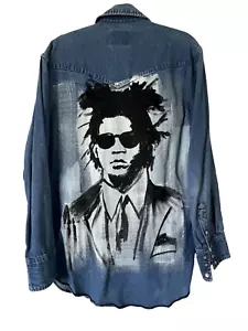 Jeans Hemdjacke Jean-Michel Basquiat Handmade by Designer - Unikat - Bild 1 von 4