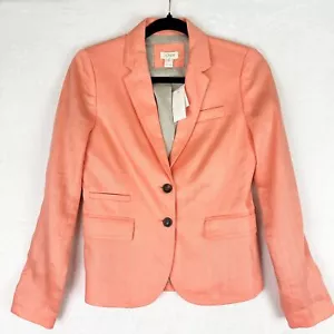 J. Crew Linen Schoolboy Blazer Size 0 NWT Coral Two Button Lined - Picture 1 of 8