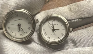 Men's Pair Of JAN LESLIE Stainless Steel Wrist Watch Cufflinks. UNTESTED - Picture 1 of 5