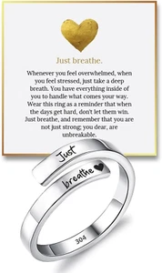 Hope Rings Just Breathe Ring 1 Pcs Adjustable 925 Hypoallergenic Tarnish-Free - Picture 1 of 1
