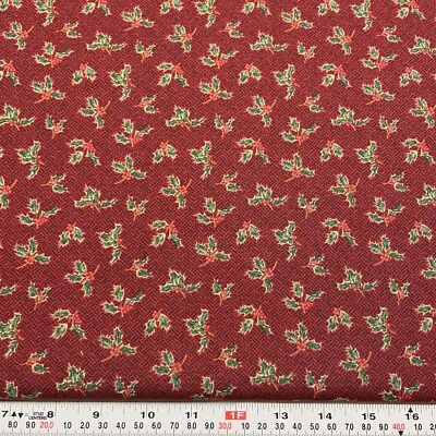 Snow Country Thimbleberries RJR Fabrics Holly & Berries Cotton Remnant 13" x 44" - Image 1 of 2