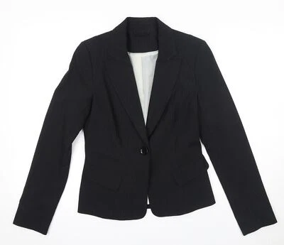New Look Womens Black Striped Polyester Blend Jacket Suit Jacket Size 12 - Image 1 of 4