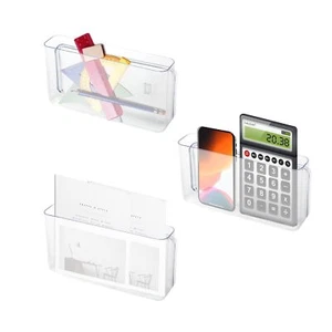 3 Pack Plastic Wall Folders Acrylic Single Pocket Wall Mount File Holder Clea... - Picture 1 of 7