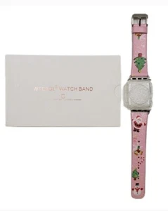 NEW Pink Leather Watch Band iwatch Apple Compatible Christmas Holiday 38mm - Picture 1 of 4