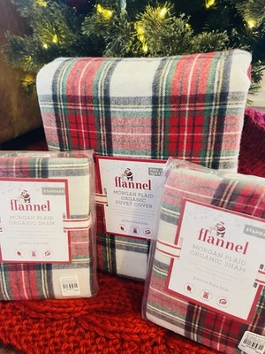 Pottery Barn Morgan Plaid Duvet Cover Full Queen 2 Shams Christmas Flannel Kids - Image 1 of 4