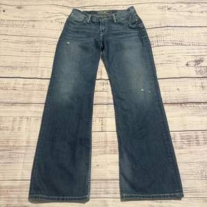 BKE Tyler Jeans Blue Denim Button Fly Boot Cut Distressed Relaxed Men's Size 34L - Picture 1 of 21
