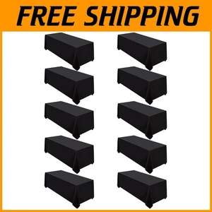 10 Pack Black Tablecloth Set - 90x156 Rectangular Polyester - Picture 1 of 10